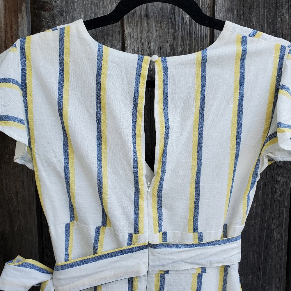 J.O.A Striped Ruffle Faux Wrap Midi Dress - Picture 6 of 8